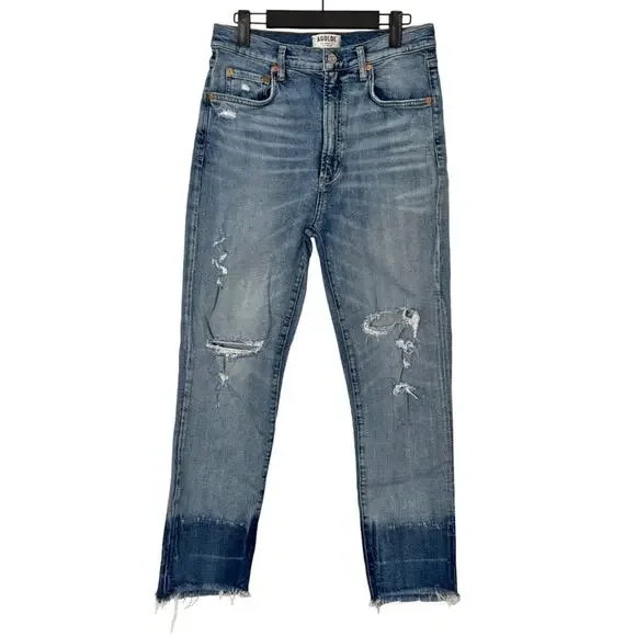 💙 AGOLDE 🩵  Ruby Super High Rise Slim Straight Distressed Ankle Jeans Size 30 - Picture 3 of 12